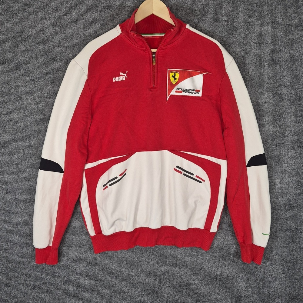 Rare Puma Ferrari Scuderia 1/4 Zip Track Jacket Sweatshirt‎ Men's Size US L